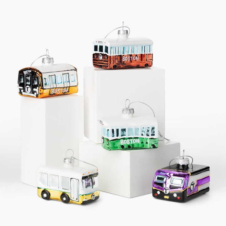 Boston MBTA Glass Christmas Ornament Collection