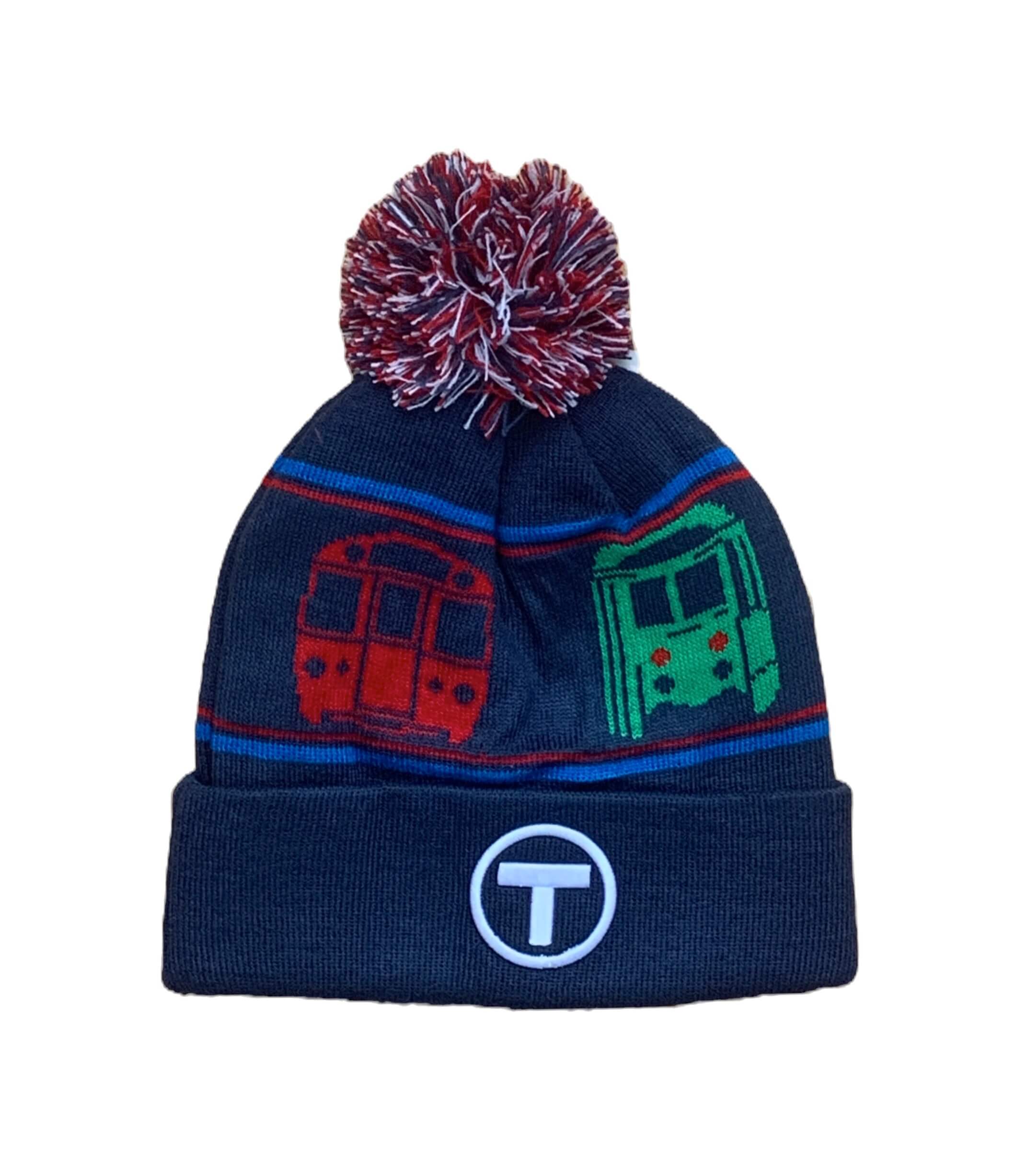 Boston MBta Winter Pom Pom Hat