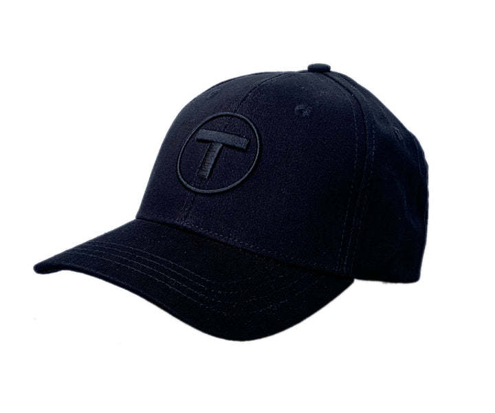 Black youth cap with puff embroidered MBTA T Logo